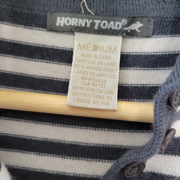 Toad & Co Horny Toad Fine Merino Wool Striped Sweater SZ M - Picture 12 of 16